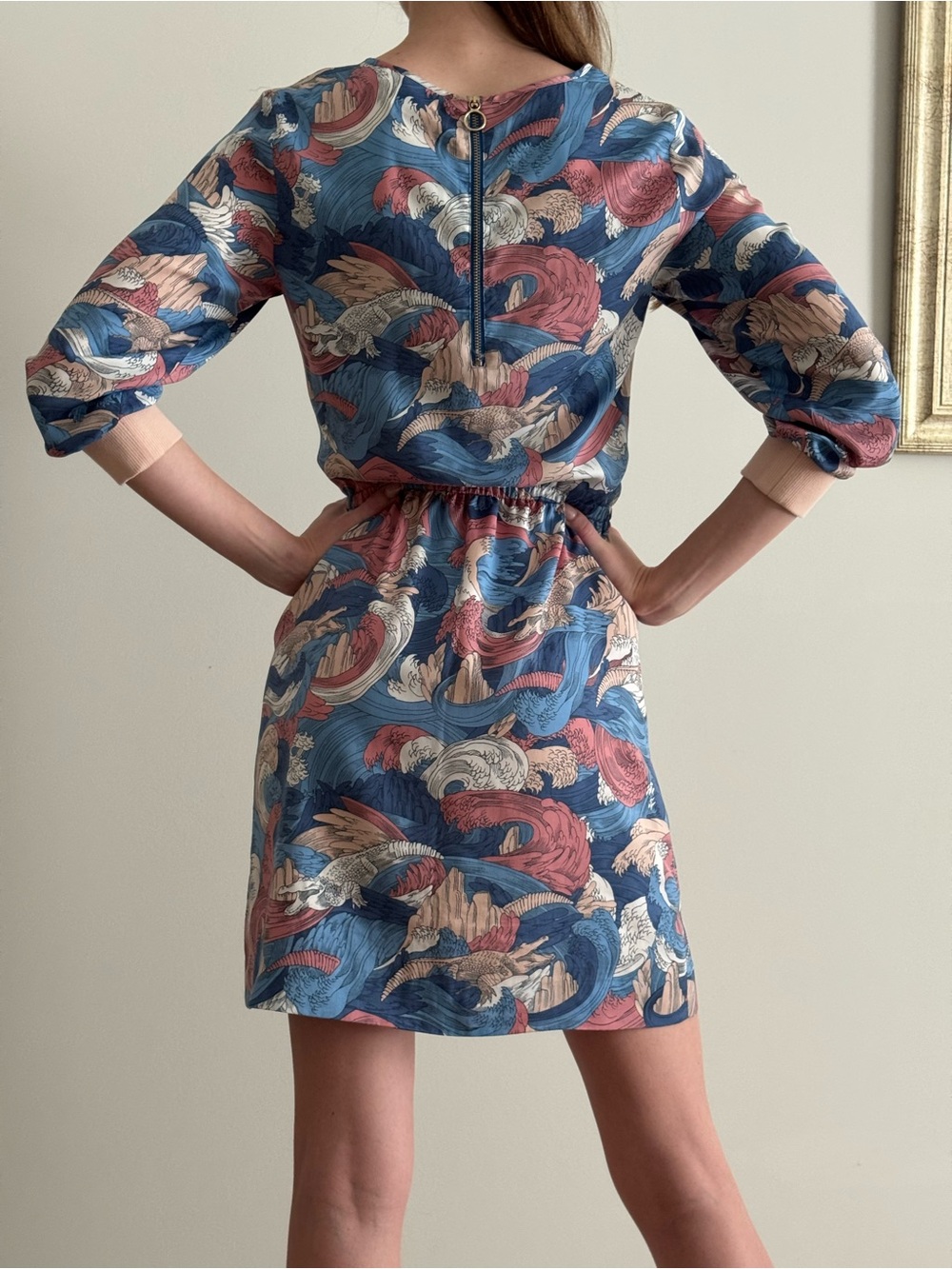 Lacoste Blue and Pink Patterned Mini Dress